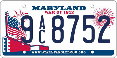 MD license plate 9AC8752