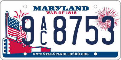 MD license plate 9AC8753
