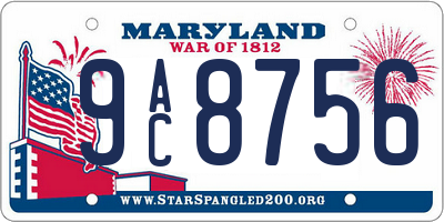 MD license plate 9AC8756