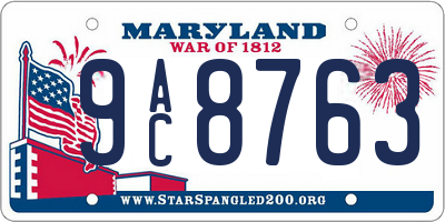 MD license plate 9AC8763