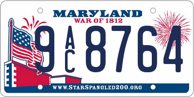 MD license plate 9AC8764