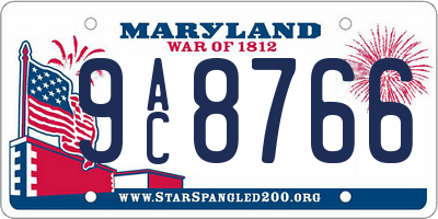 MD license plate 9AC8766