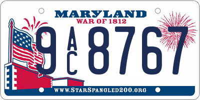 MD license plate 9AC8767