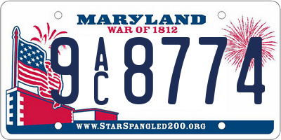 MD license plate 9AC8774