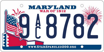MD license plate 9AC8782