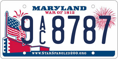MD license plate 9AC8787