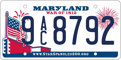 MD license plate 9AC8792