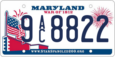 MD license plate 9AC8822