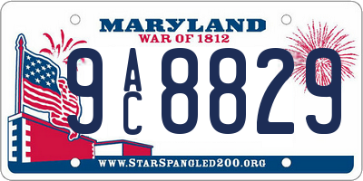 MD license plate 9AC8829