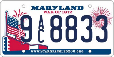 MD license plate 9AC8833