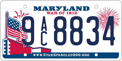 MD license plate 9AC8834