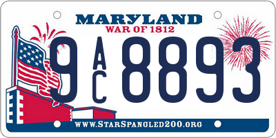 MD license plate 9AC8893