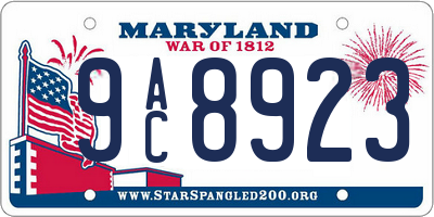 MD license plate 9AC8923