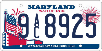 MD license plate 9AC8925
