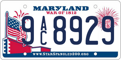 MD license plate 9AC8929