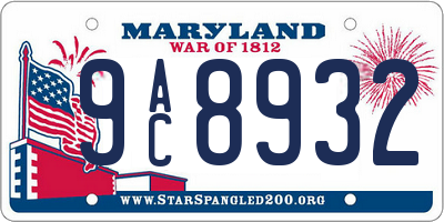 MD license plate 9AC8932