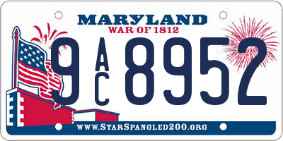 MD license plate 9AC8952