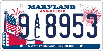 MD license plate 9AC8953