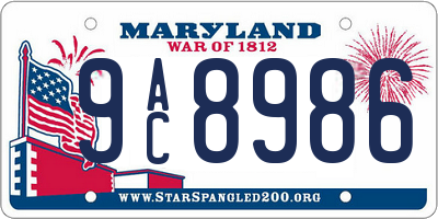 MD license plate 9AC8986