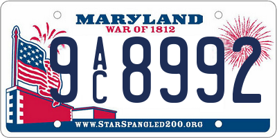 MD license plate 9AC8992