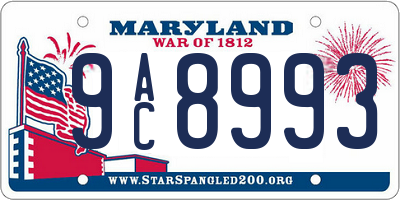 MD license plate 9AC8993
