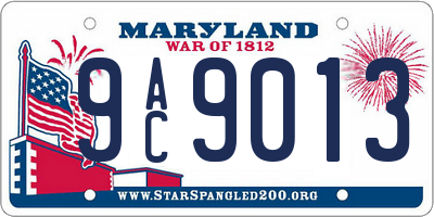 MD license plate 9AC9013