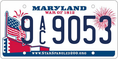 MD license plate 9AC9053