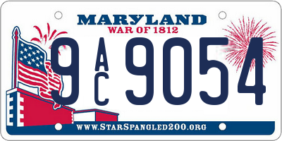 MD license plate 9AC9054