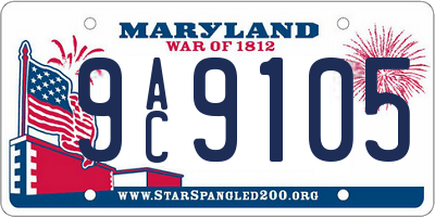 MD license plate 9AC9105