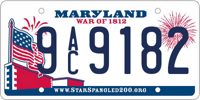 MD license plate 9AC9182