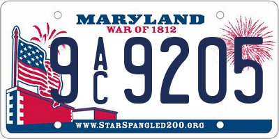 MD license plate 9AC9205