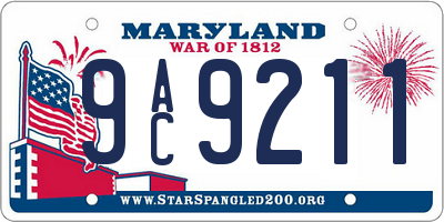 MD license plate 9AC9211