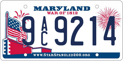 MD license plate 9AC9214