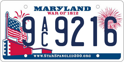MD license plate 9AC9216