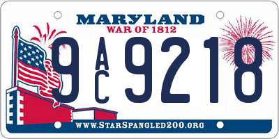 MD license plate 9AC9218