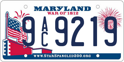 MD license plate 9AC9219