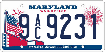 MD license plate 9AC9231