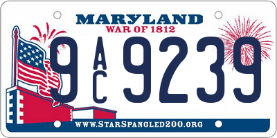 MD license plate 9AC9239
