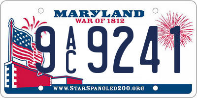 MD license plate 9AC9241