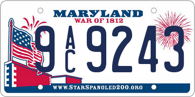 MD license plate 9AC9243