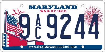 MD license plate 9AC9244