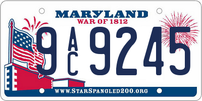 MD license plate 9AC9245