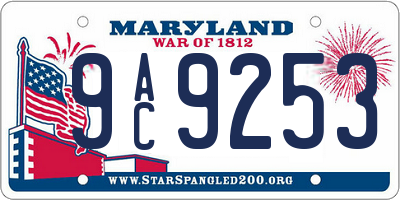 MD license plate 9AC9253