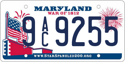 MD license plate 9AC9255