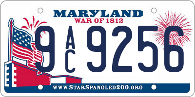 MD license plate 9AC9256
