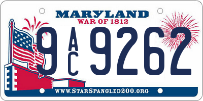 MD license plate 9AC9262