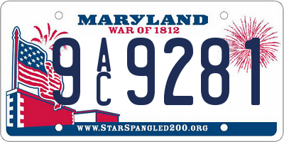 MD license plate 9AC9281