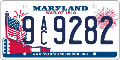 MD license plate 9AC9282