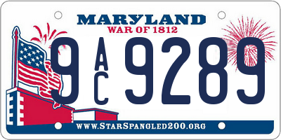 MD license plate 9AC9289