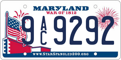 MD license plate 9AC9292